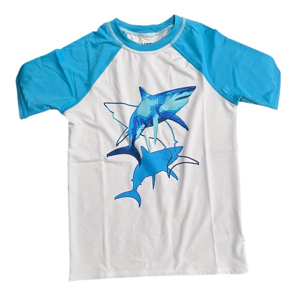 Lands' End Other - Lands' End Boys Short Sleeve Crew Shark Graphic Swim Rash Guard NWOT